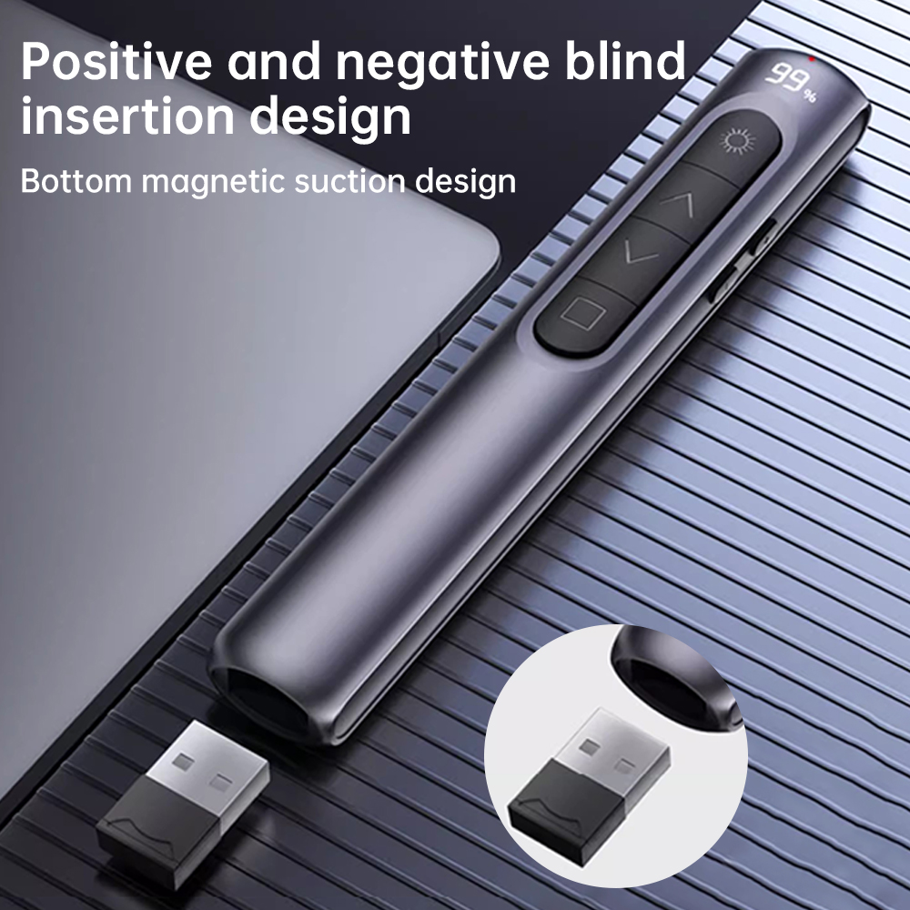 Laser Pointer Presenter - Kabelloser Seitenblätterer Wiederaufladbare Presenter-Fernbedienung PPT-Zeigerstift Präsentations-Klicker