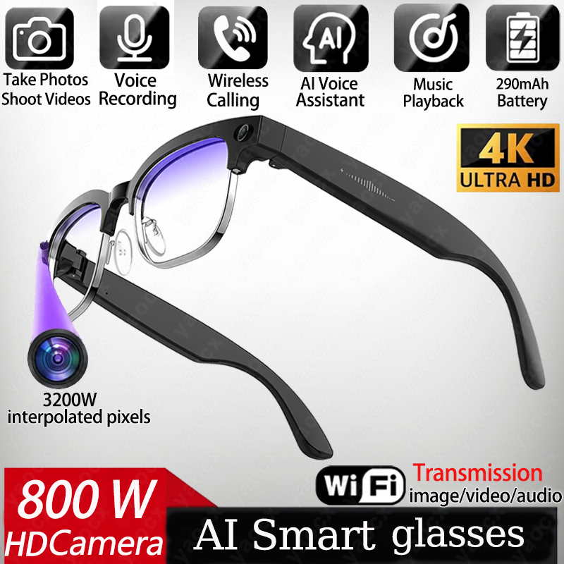 Smart Glasses Ar - 4K Smart AI-Brille mit 8MP-Kamera, Videoaufnahme,