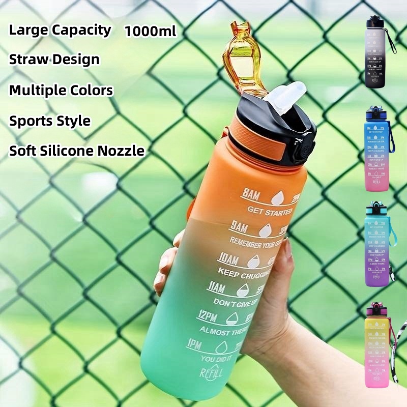 Smart Water Bottle Tracker - Farbverlauf 1000 ml großes Fassungsvermögen Outdoor-Sport-Kunststoffbecher,