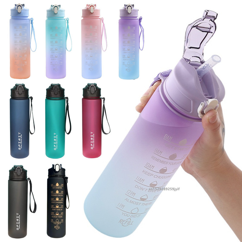 Smart Water Bottle Tracker - Motivierende Sport-Wasserflasche mit Strohhalm Auslaufsichere Tragbare