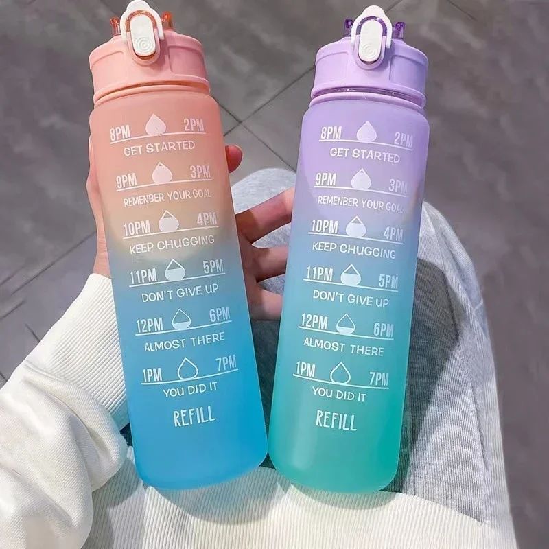 Smart Water Bottle Tracker - Sportwasserflasche mit zeitverfolgendem Strohhalm, auslaufsicherer, verriegelbarer