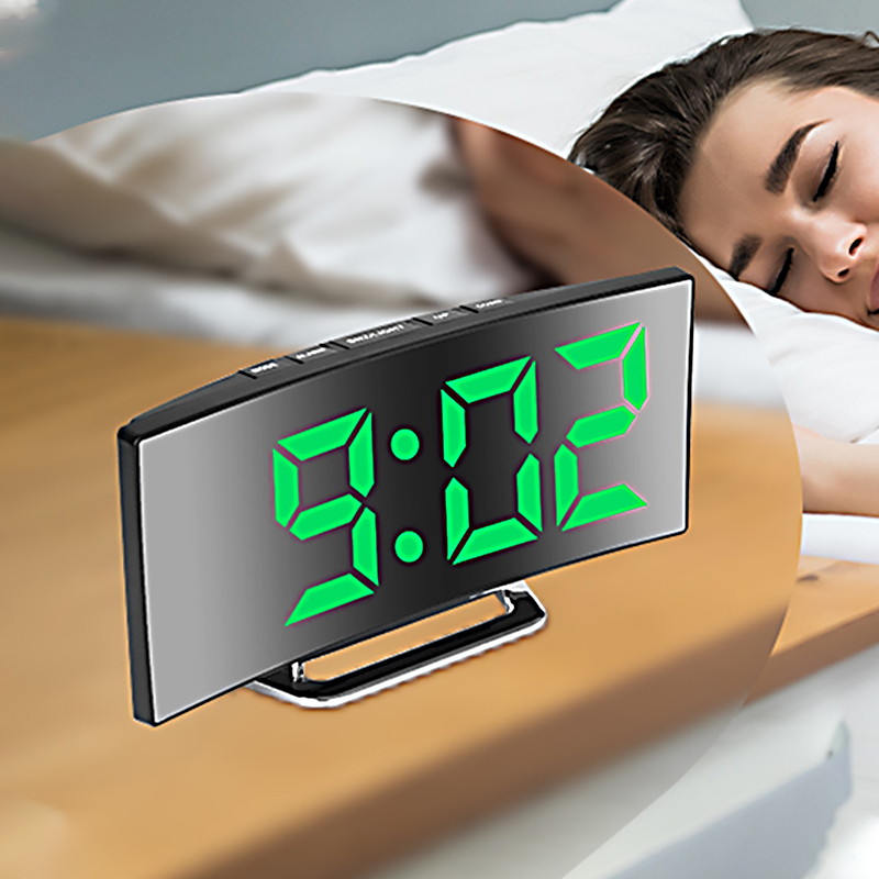 Electronic Gadgets For Home - LED Digital Wecker Gebogene Bildschirm Spiegel