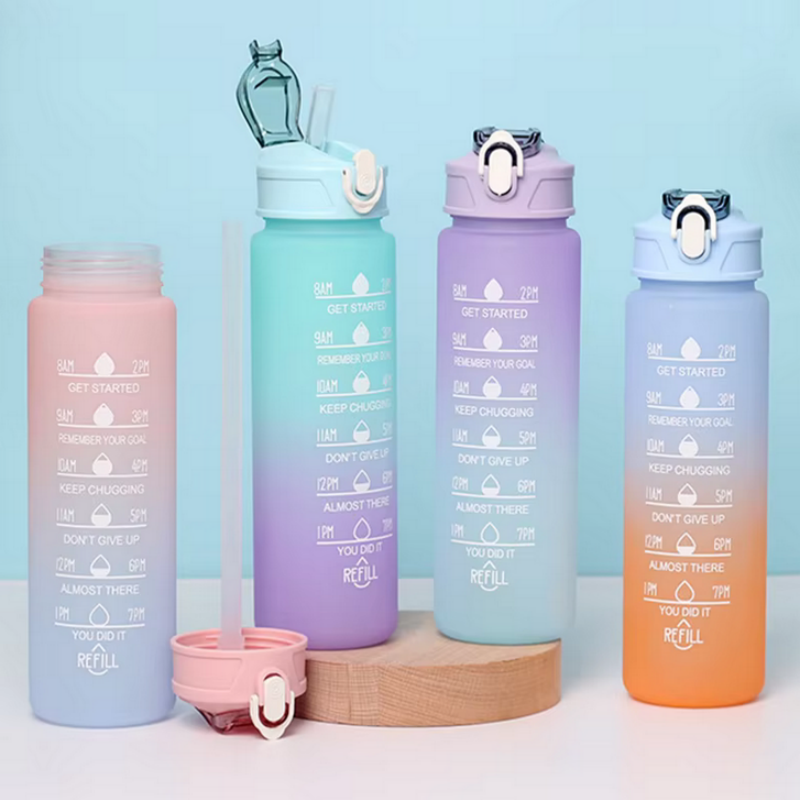 Smart Water Bottle Tracker - Sportwasserflasche mit zeitverfolgendem Strohhalm, auslaufsicherer, verriegelbarer