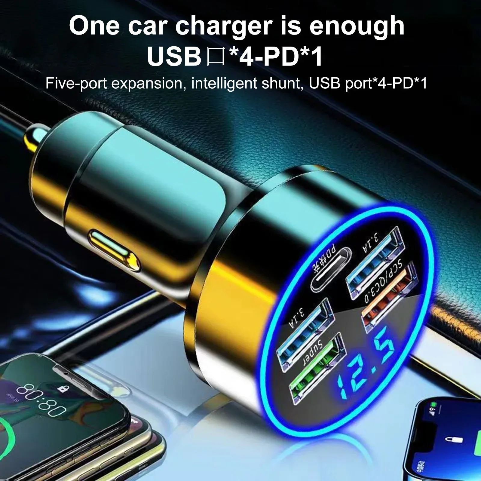 Election Electronics & Gadgets Store Woocommerce Theme - 250 W superschnelles Lade-Autoladegerät 5-in-1-Adapter Ladekopf-Konverter