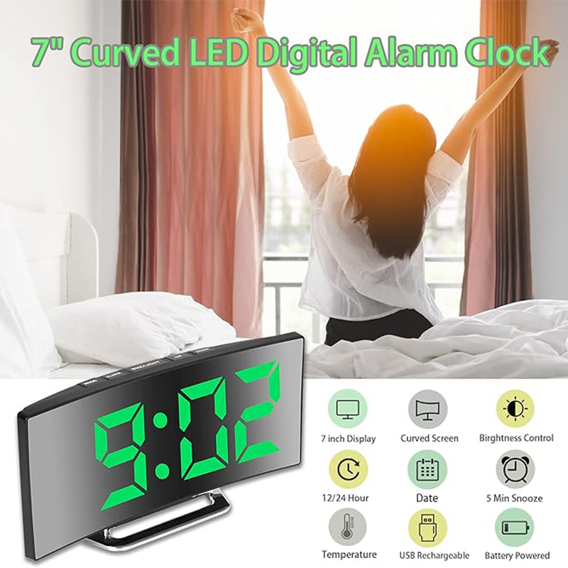 LED Digital Wecker Gebogene Bi – Electronic Gadgets For Home Bewertung und Preis