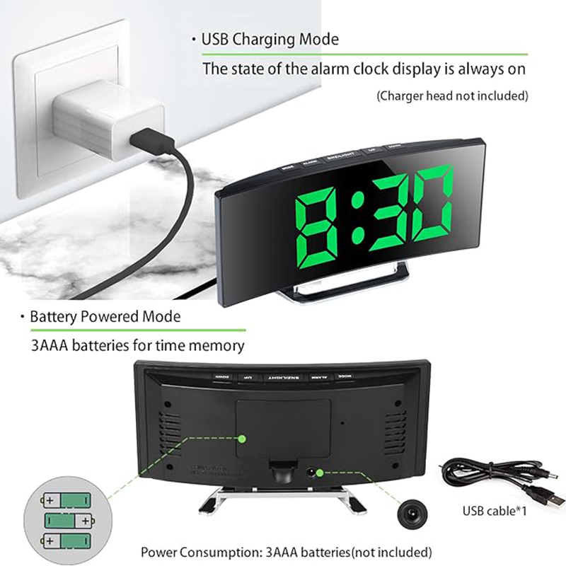 LED Digital Wecker Gebogene Bi – Electronic Gadgets For Home Bewertung und Preis
